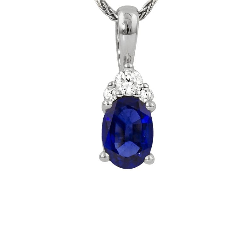 Blue Sapphire and Diamond Pendant - Diamond Cellar- Diamond Cellar