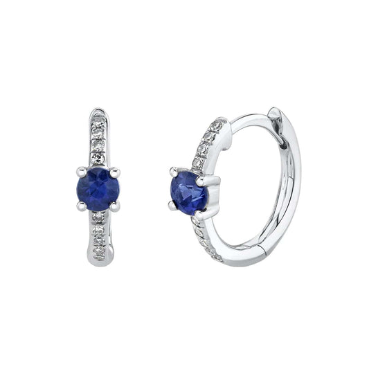 Blue Sapphire & Diamond Huggie Earrings - Shy Creation- Diamond Cellar