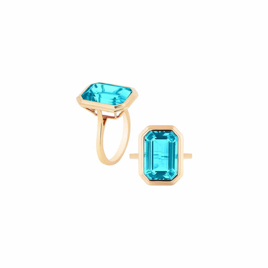 Blue Topaz Manhattan Ring - Goshwara- Diamond Cellar