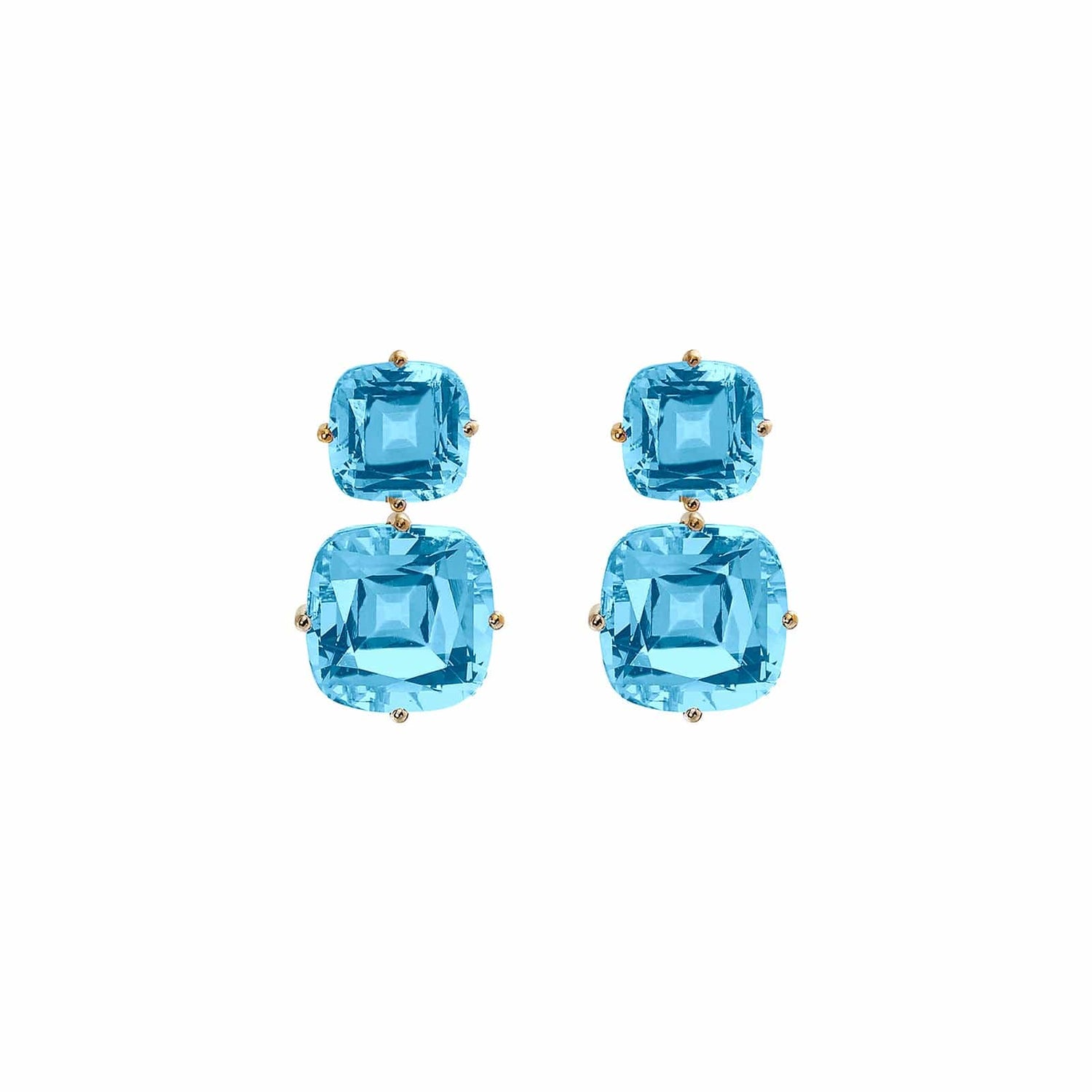 Blue Topaz Two-Tier Earrings - Goshwara- Diamond Cellar