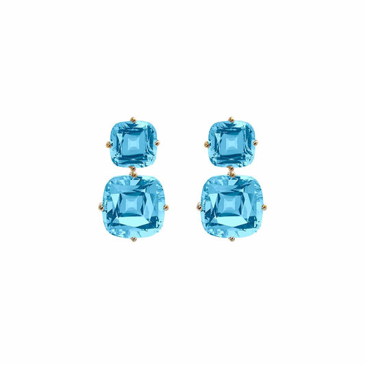 Blue Topaz Two-Tier Earrings - Goshwara- Diamond Cellar