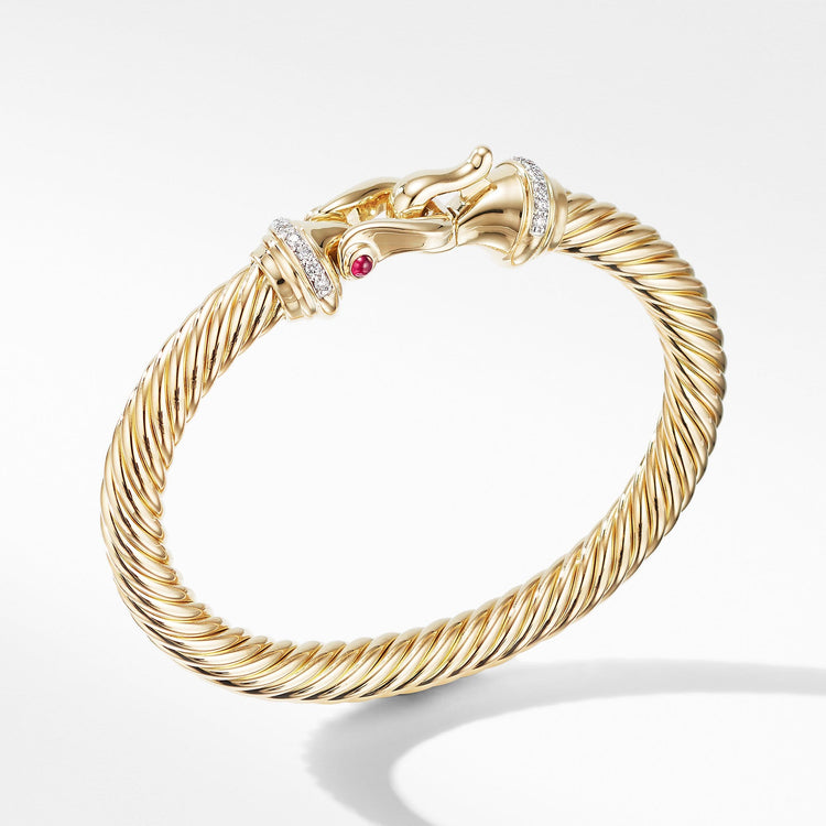 Buckle Bracelet in 18K Yellow Gold with Diamonds and Rubies - David Yurman- Diamond Cellar