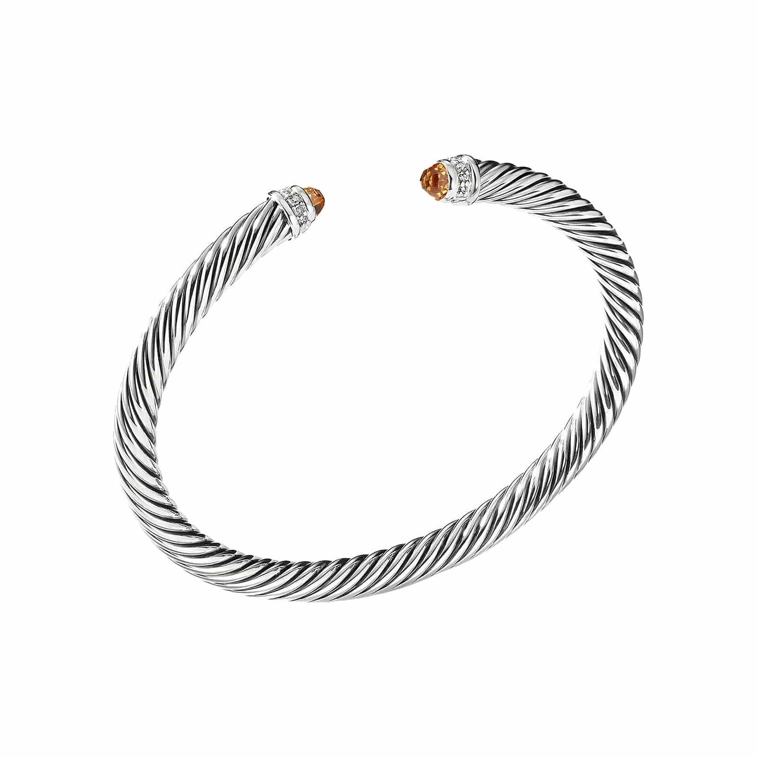 Cable Bracelet in Citrine with Diamonds (5mm) - David Yurman- Diamond Cellar