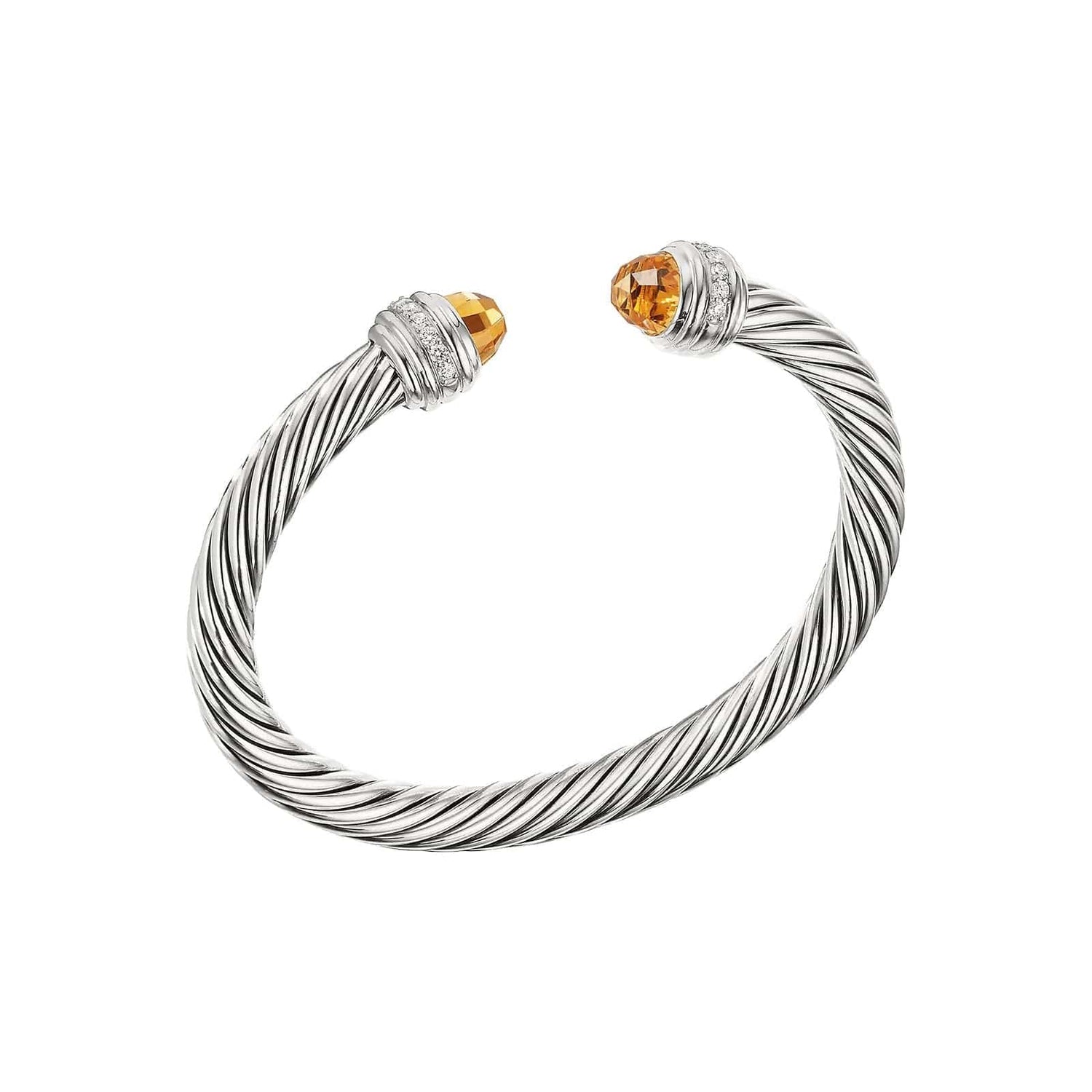 Cable Bracelet in Citrine with Diamonds (7mm) - David Yurman- Diamond Cellar