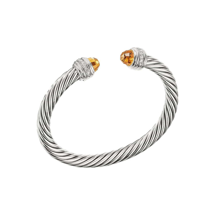 Cable Bracelet in Citrine with Diamonds (7mm) - David Yurman- Diamond Cellar
