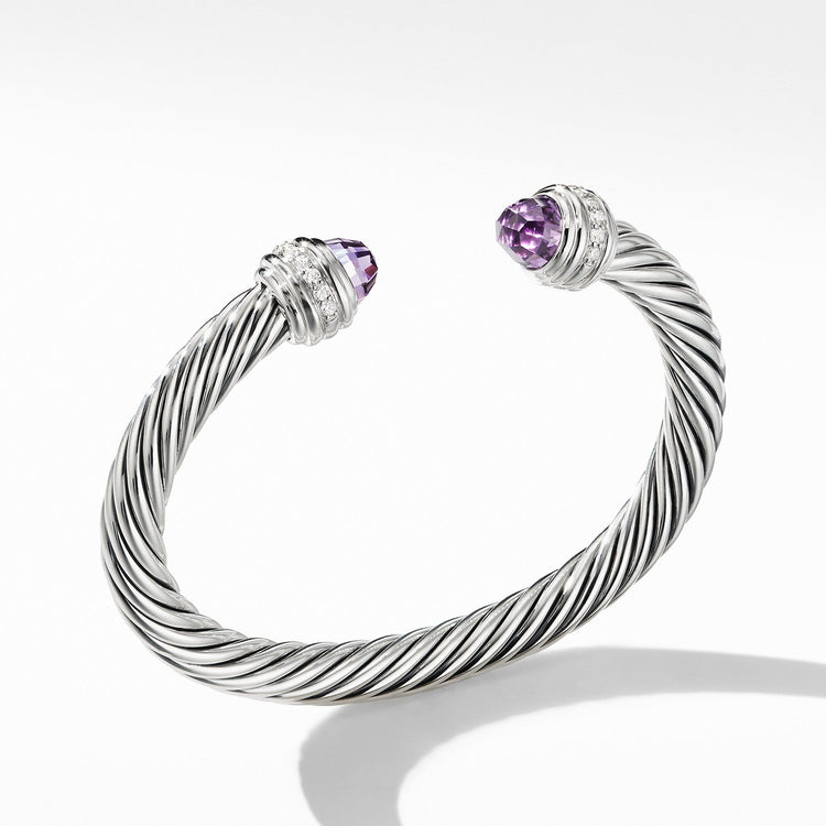 Cable Bracelet with Amethyst and Diamonds - David Yurman- Diamond Cellar