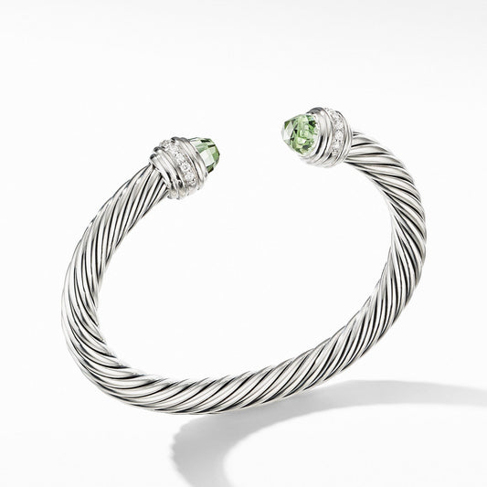 Cable Bracelet with Prasiolite and Diamonds - David Yurman- Diamond Cellar