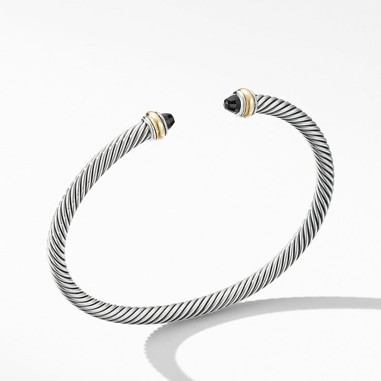 Cable Classic Bracelet with Black Onyx and 18K Yellow Gold - David Yurman- Diamond Cellar