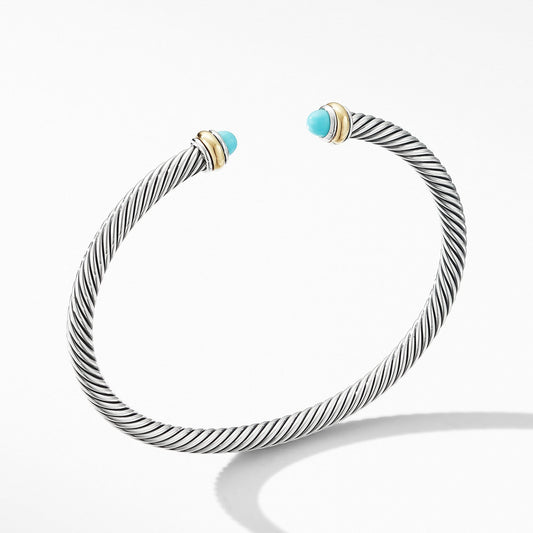 Cable Classic Bracelet with Turquoise and 18K Yellow Gold - David Yurman- Diamond Cellar