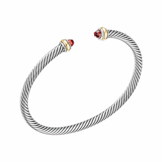 Cable Classic Cuff in Garnet with 18K Yellow Gold Accents - David Yurman- Diamond Cellar