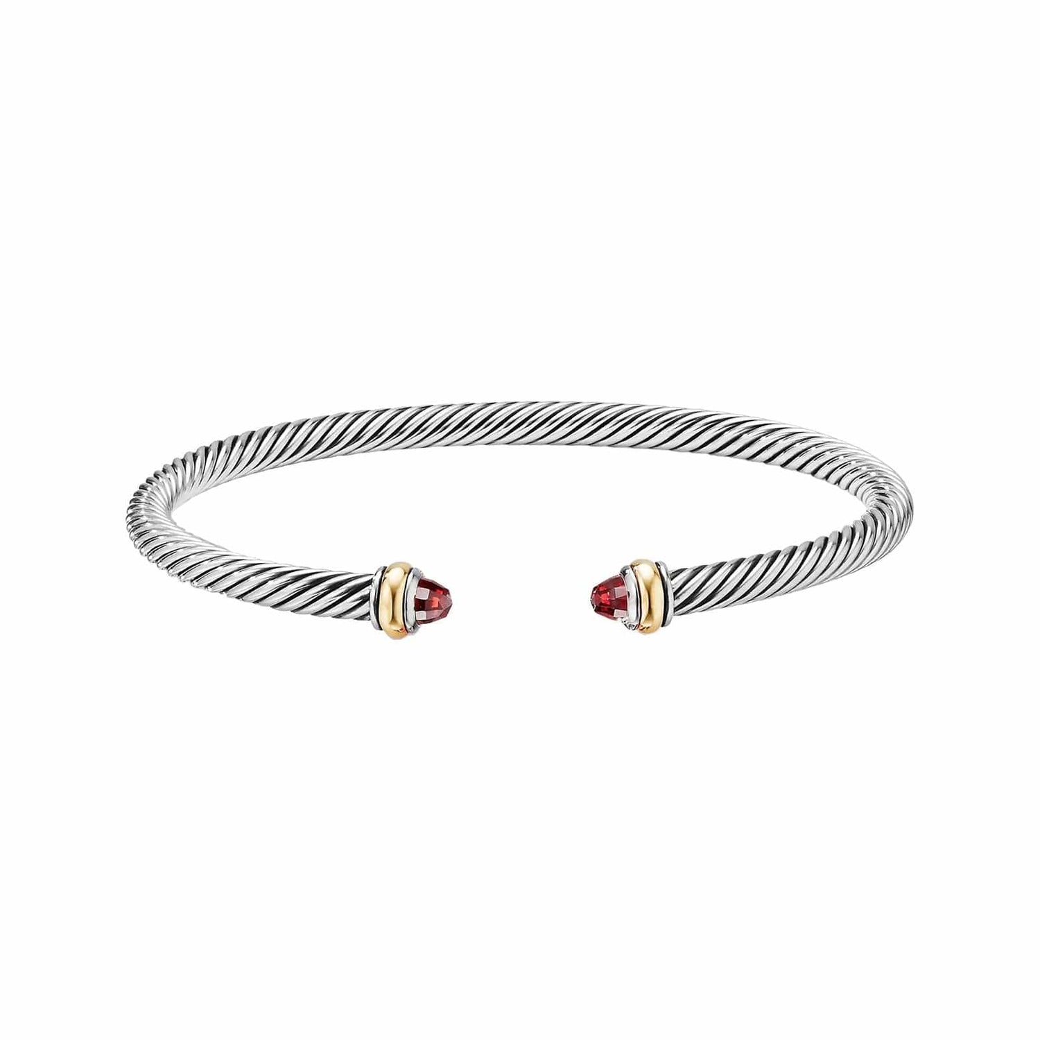 Cable Classic Cuff in Garnet with 18K Yellow Gold Accents - David Yurman- Diamond Cellar