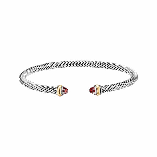 Cable Classic Cuff in Garnet with 18K Yellow Gold Accents - David Yurman- Diamond Cellar