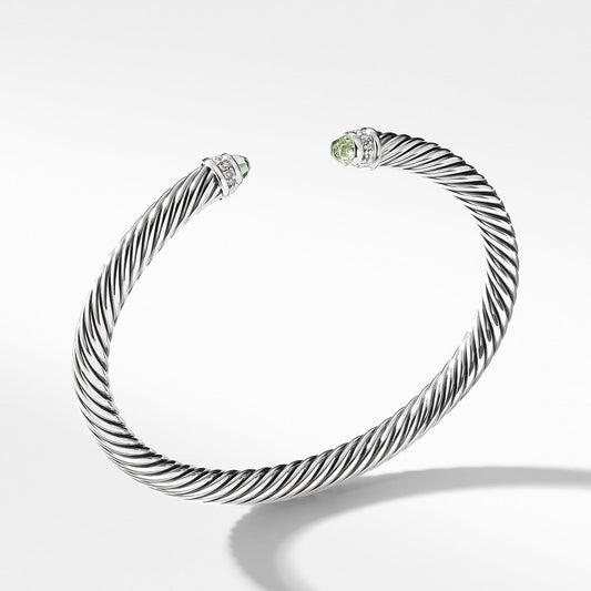 Cable Classics Bracelet with Prasiolite and Diamonds - David Yurman- Diamond Cellar
