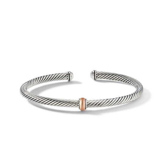 Cable Classics Center Station Bracelet with 18K Rose Gold - David Yurman- Diamond Cellar