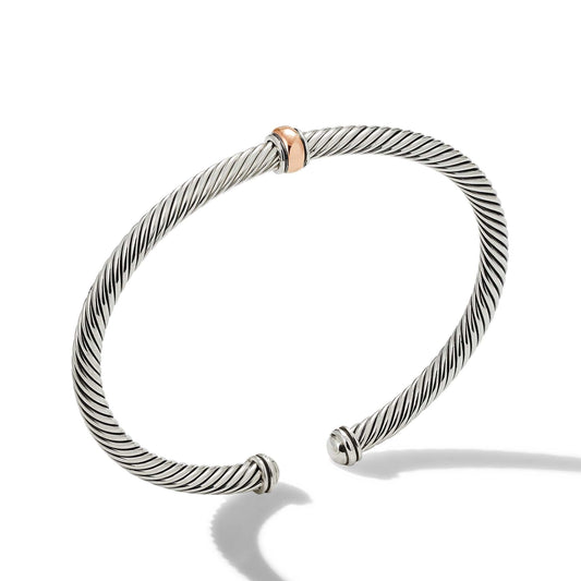 Cable Classics Center Station Bracelet with 18K Rose Gold - David Yurman- Diamond Cellar