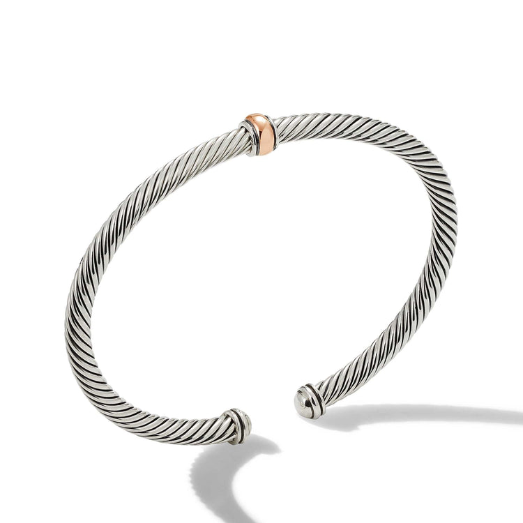 Cable Classics Center Station Bracelet with 18K Rose Gold - David Yurman- Diamond Cellar