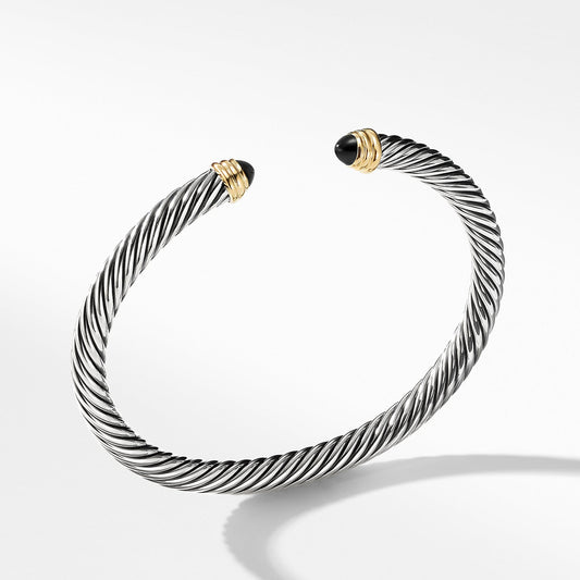Cable Classics Collection Bracelet with Black Onyx and 14K Gold - David Yurman- Diamond Cellar