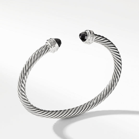 Cable Classics Collection Bracelet with Black Onyx and Diamonds - David Yurman- Diamond Cellar