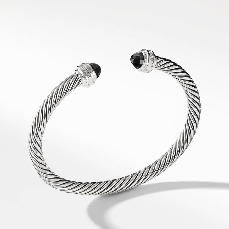 Cable Classics Collection Bracelet with Black Onyx and Diamonds - David Yurman- Diamond Cellar