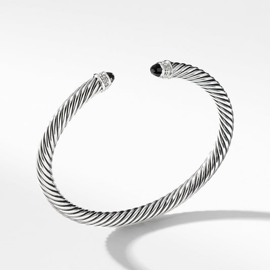 Cable Classics Collection Bracelet with Black Onyx and Diamonds - David Yurman- Diamond Cellar