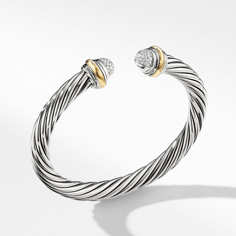 Cable Classics Collection Bracelet with Diamonds and 18K Gold - David Yurman- Diamond Cellar