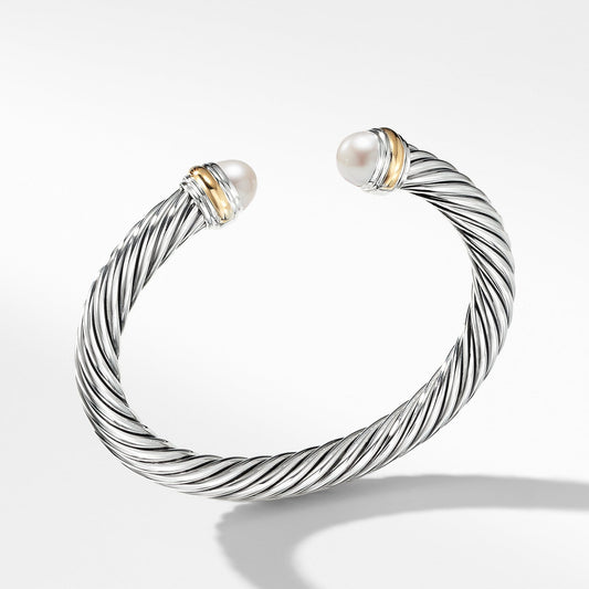 Cable Classics Collection Bracelet with Pearl and 14K Gold - David Yurman- Diamond Cellar