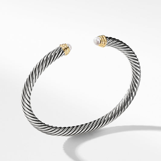 Cable Classics Collection Bracelet with Pearls and 14K Gold - David Yurman- Diamond Cellar