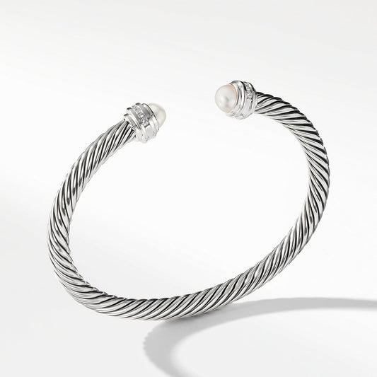 Cable Classics Collection Bracelet with Pearls and Diamonds - David Yurman- Diamond Cellar