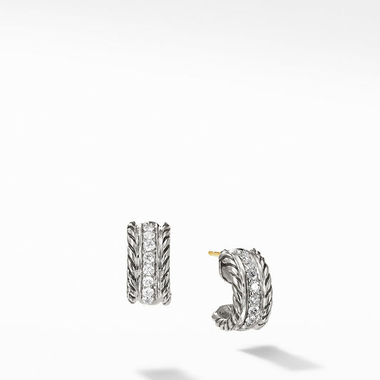 Cable Classics Collection Earrings with Diamonds - David Yurman- Diamond Cellar