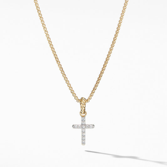 Cable Collectibles Cross Pendant in 18K Yellow Gold with Diamonds - David Yurman- Diamond Cellar