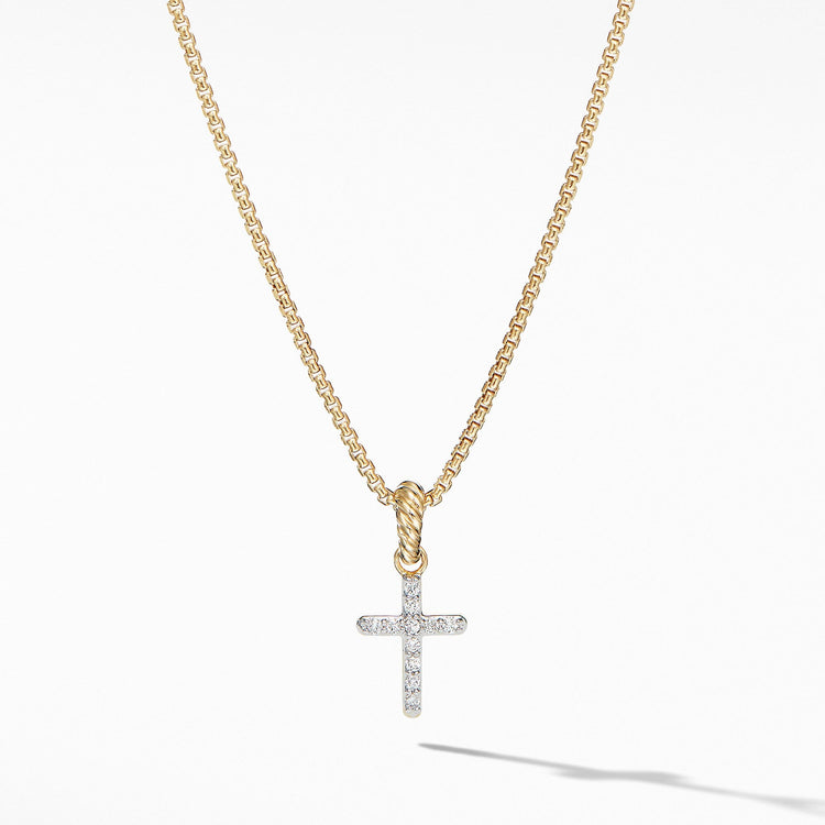 Cable Collectibles Cross Pendant in 18K Yellow Gold with Diamonds - David Yurman- Diamond Cellar
