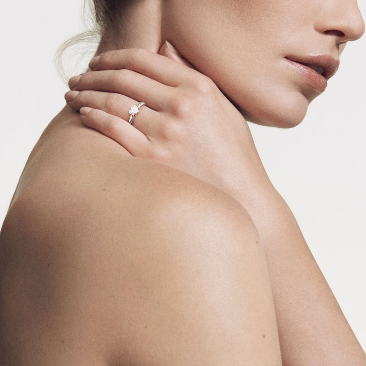 Cable Collectibles Heart Ring with Diamonds - David Yurman- Diamond Cellar
