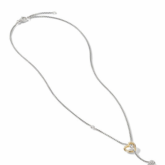 Cable Collectibles Heart Y Necklace with 18K Yellow Gold and Pave Diamonds - David Yurman- Diamond Cellar