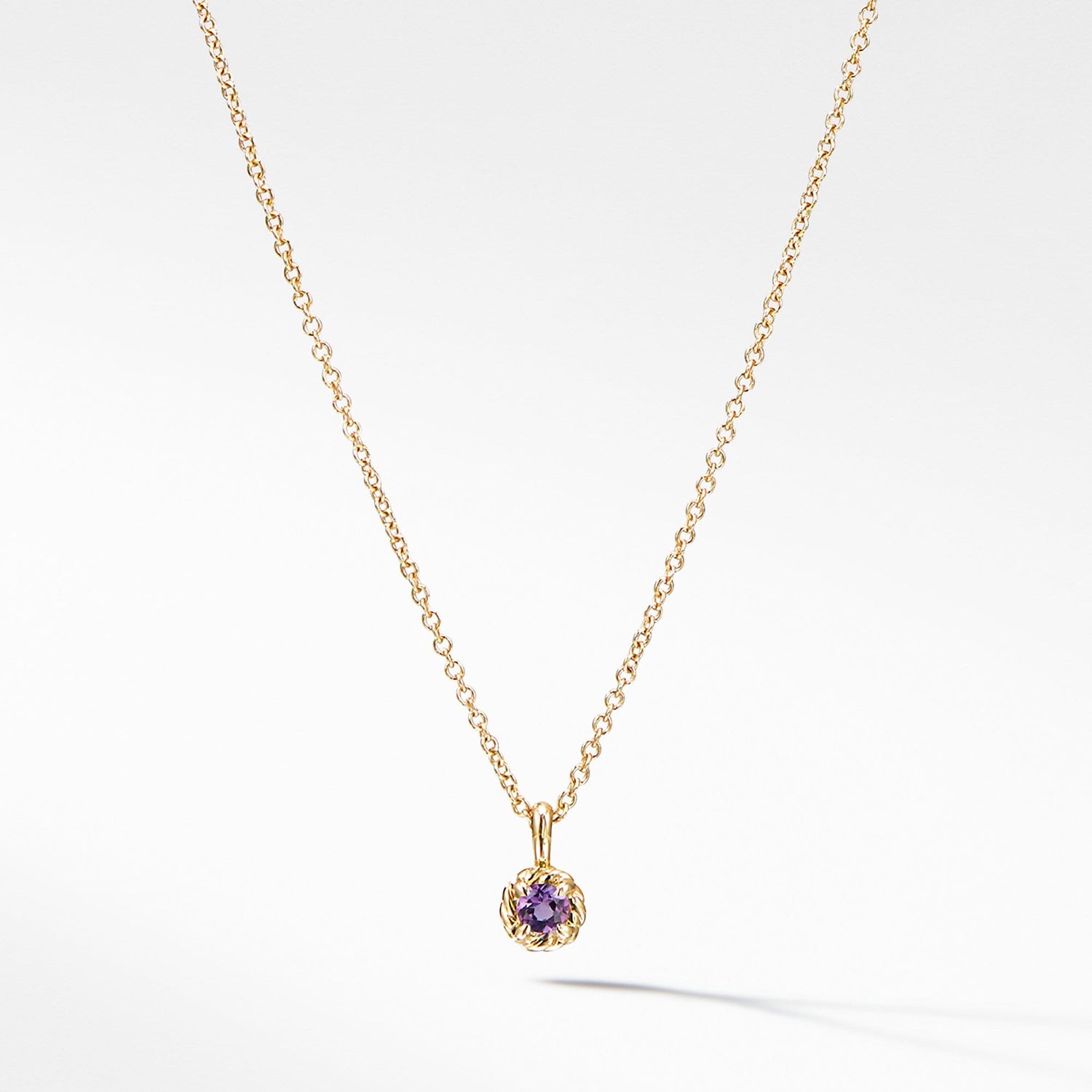 Cable Collectibles Kids Necklace Birthstone Necklace with Amethyst in 18K Gold, 3mm - David Yurman- Diamond Cellar