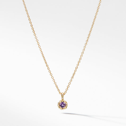 Cable Collectibles Kids Necklace Birthstone Necklace with Amethyst in 18K Gold, 3mm - David Yurman- Diamond Cellar