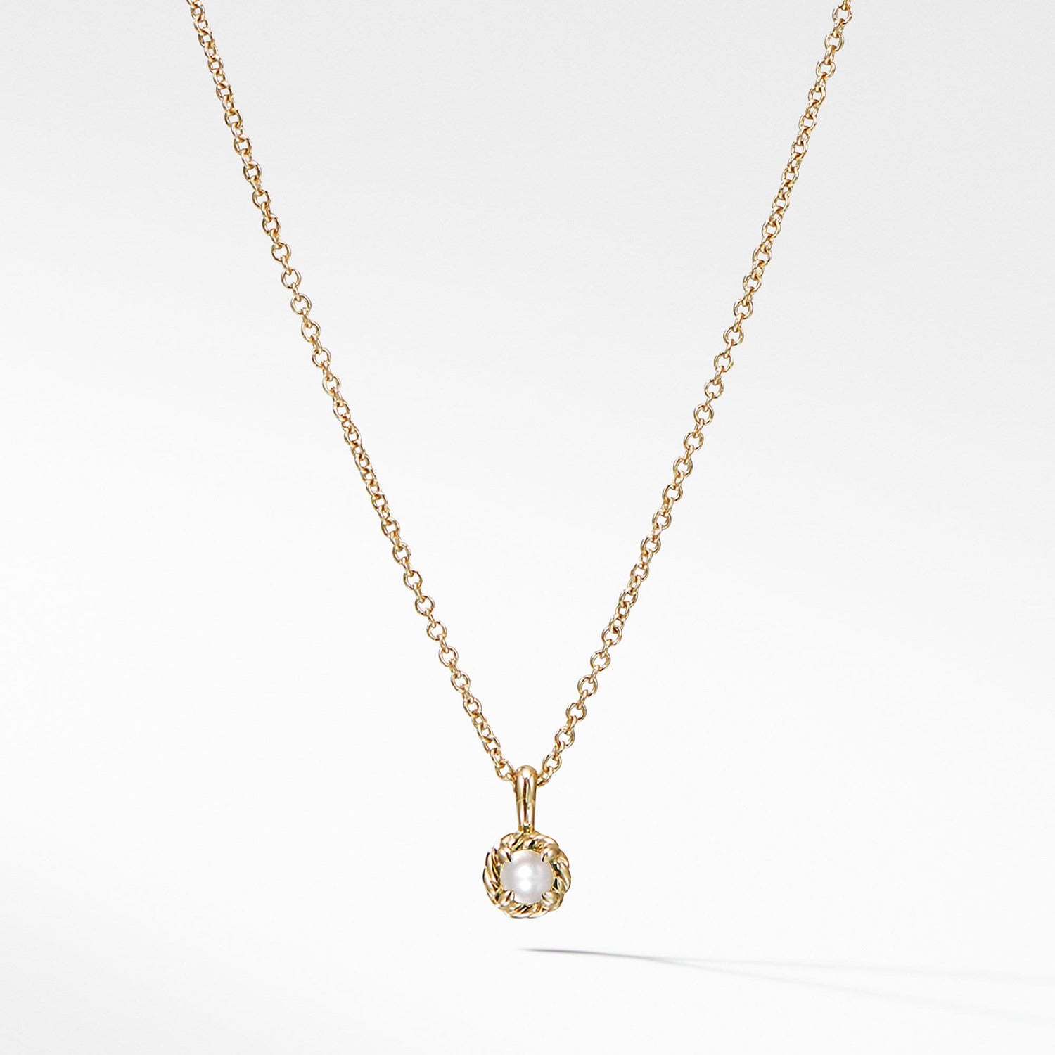 Cable Collectibles Kids Necklace Birthstone Necklace with Cultured freshwater Pearls in 18K Gold, 3mm - David Yurman- Diamond Cellar