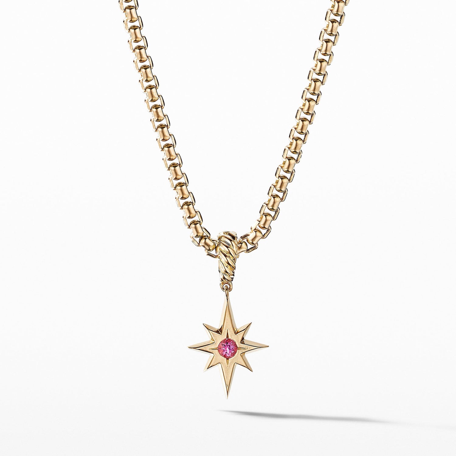 Cable Collectibles North Star Birthstone Charm in 18K Yellow Gold with Pink Tourmaline - David Yurman- Diamond Cellar