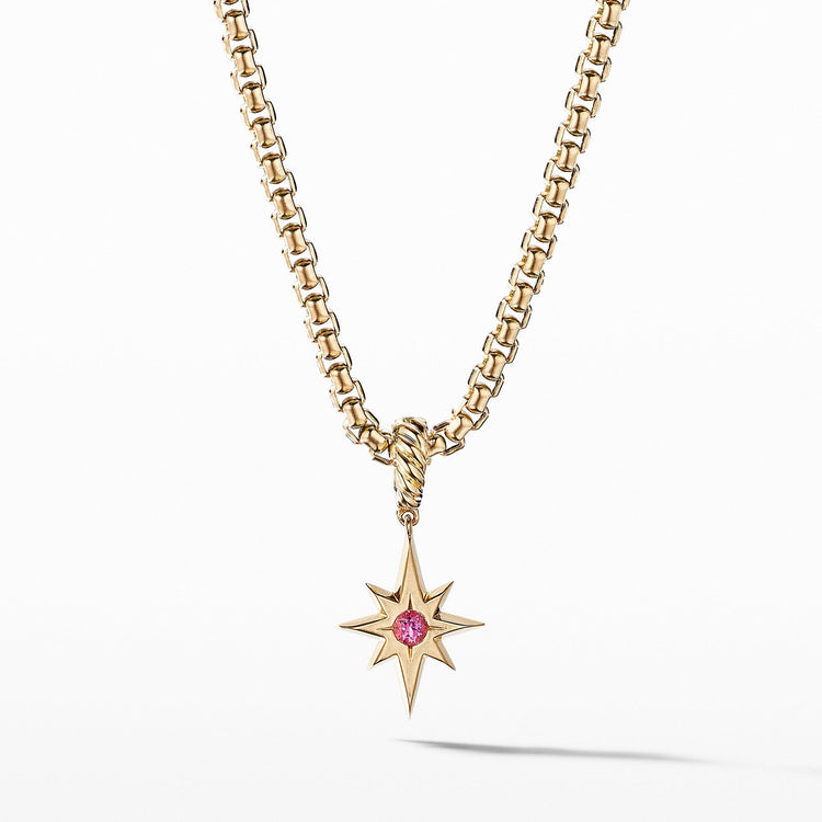 Cable Collectibles North Star Birthstone Charm in 18K Yellow Gold with Pink Tourmaline - David Yurman- Diamond Cellar