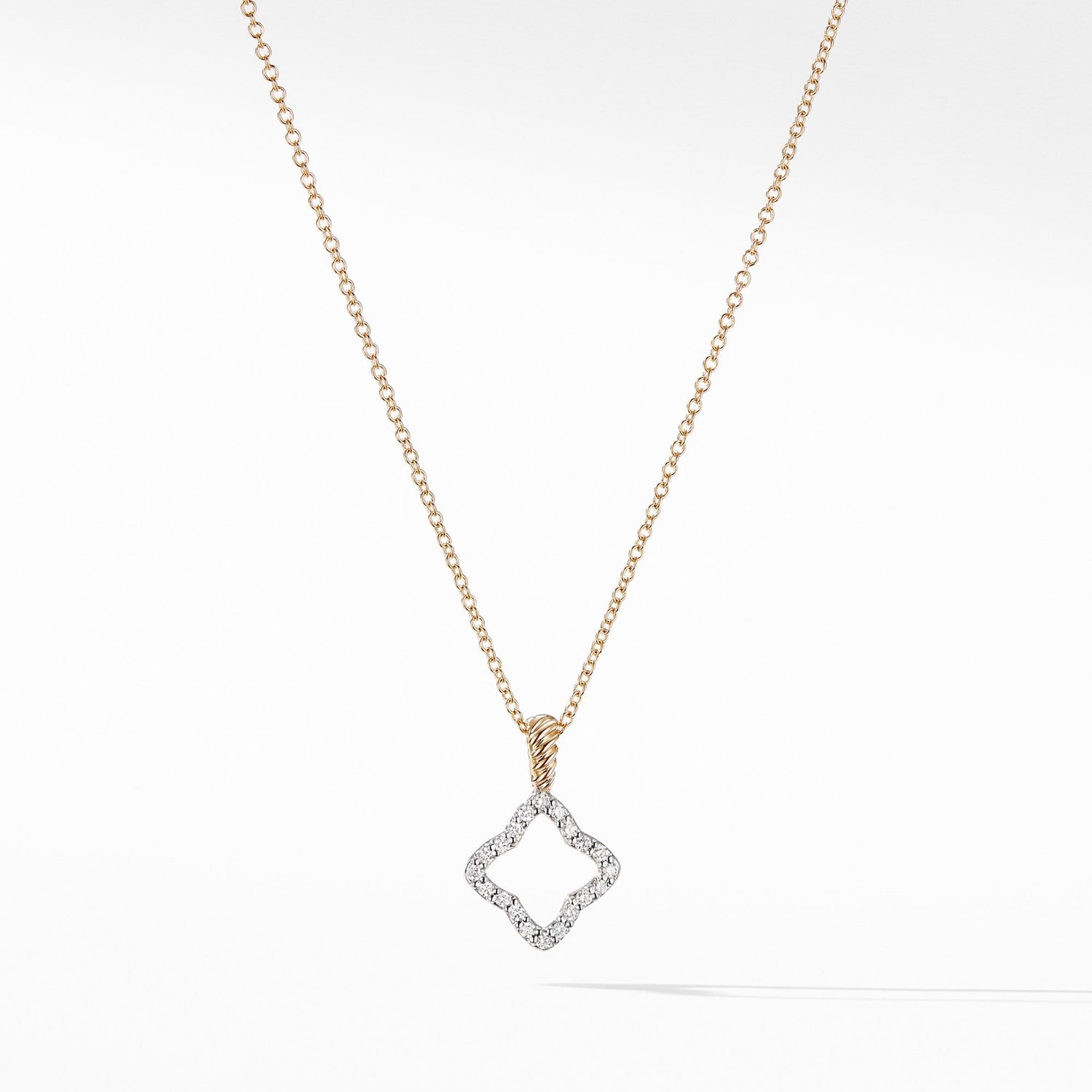 Cable Collectibles Quatrefoil Pendant Necklace with Diamonds in 18K Gold - David Yurman- Diamond Cellar