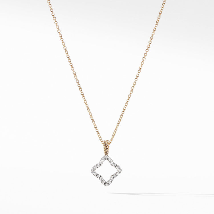 Cable Collectibles Quatrefoil Pendant Necklace with Diamonds in 18K Gold - David Yurman- Diamond Cellar