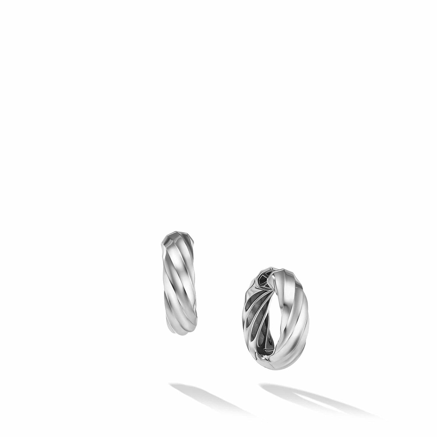 Cable Edge Hoop Earrings in Recycled Sterling Silver - David Yurman- Diamond Cellar