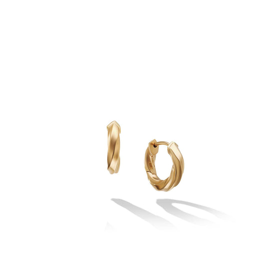 Cable Edge Huggie Hoop Earrings in Recycled 18K Yellow Gold - David Yurman- Diamond Cellar