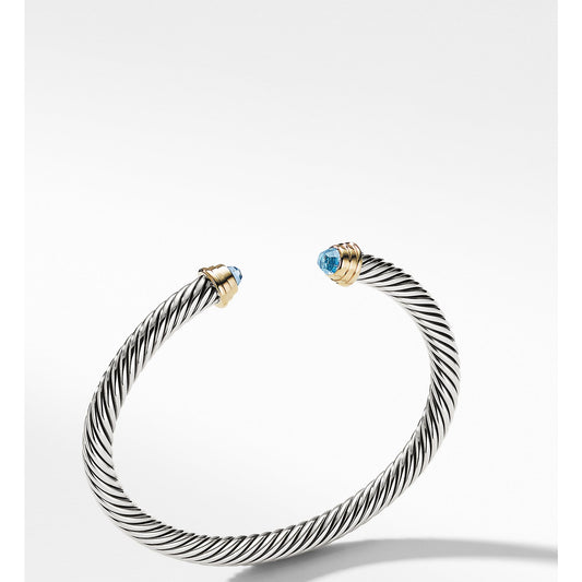Cable Kids Birthstone Bracelet with Blue Topaz and 14K Gold, 4mm - David Yurman- Diamond Cellar