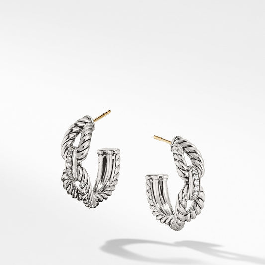 Cable Loop Hoop Earrings with Diamonds - David Yurman- Diamond Cellar