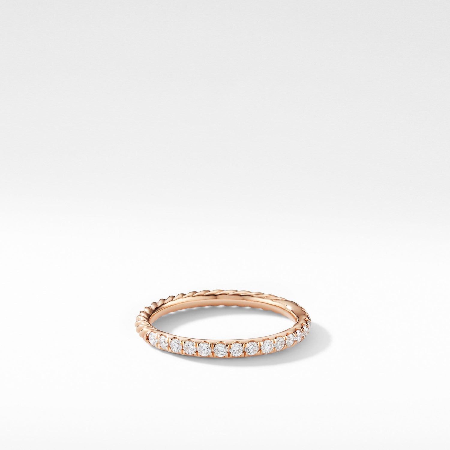Cable Pav頂and Ring in 18K Rose Gold with Diamonds - David Yurman- Diamond Cellar
