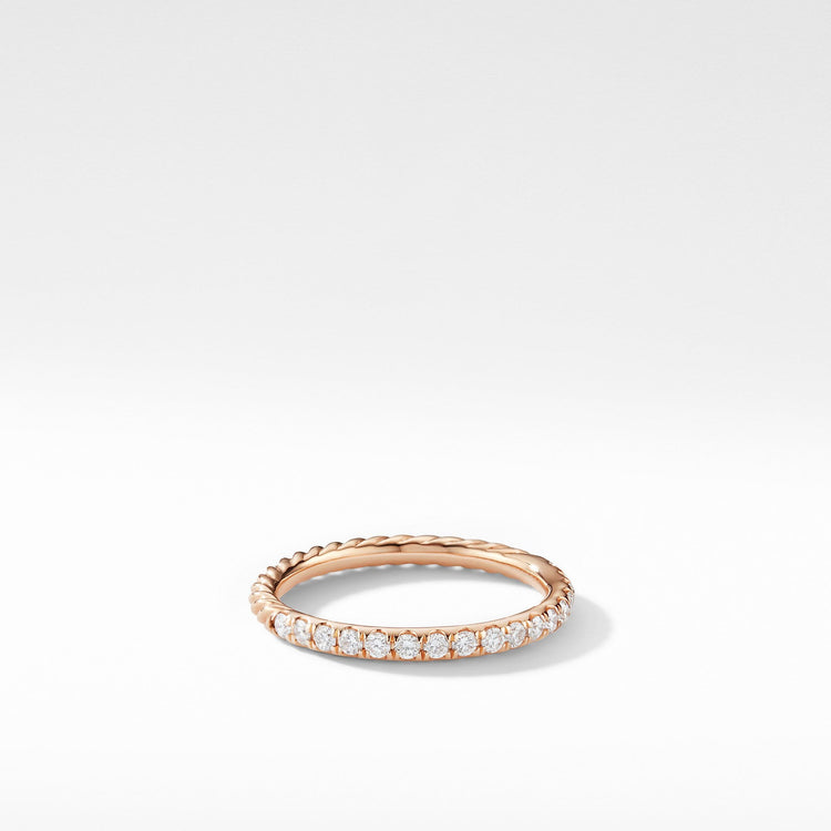 Cable Pav頂and Ring in 18K Rose Gold with Diamonds - David Yurman- Diamond Cellar
