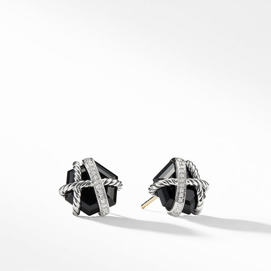 Cable Wrap Earrings with Black Onyx and Diamonds - David Yurman- Diamond Cellar