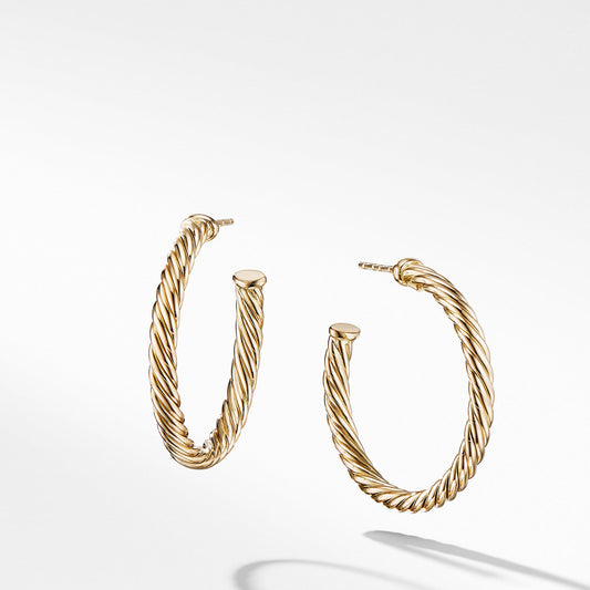 Cablespira Hoop Earrings in 18K Yellow Gold - David Yurman- Diamond Cellar