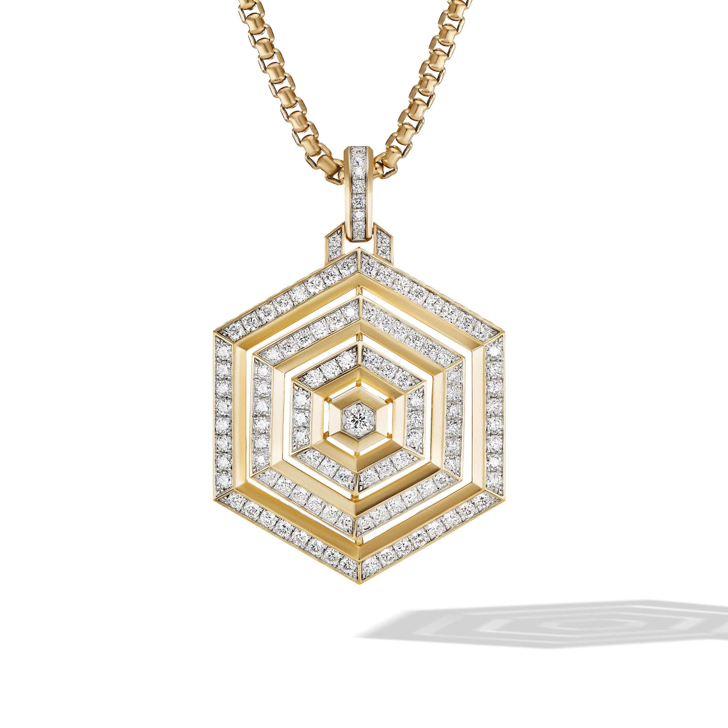 Carlyle Pendant in 18K Yellow Gold with Full Pave Diamonds - David Yurman- Diamond Cellar