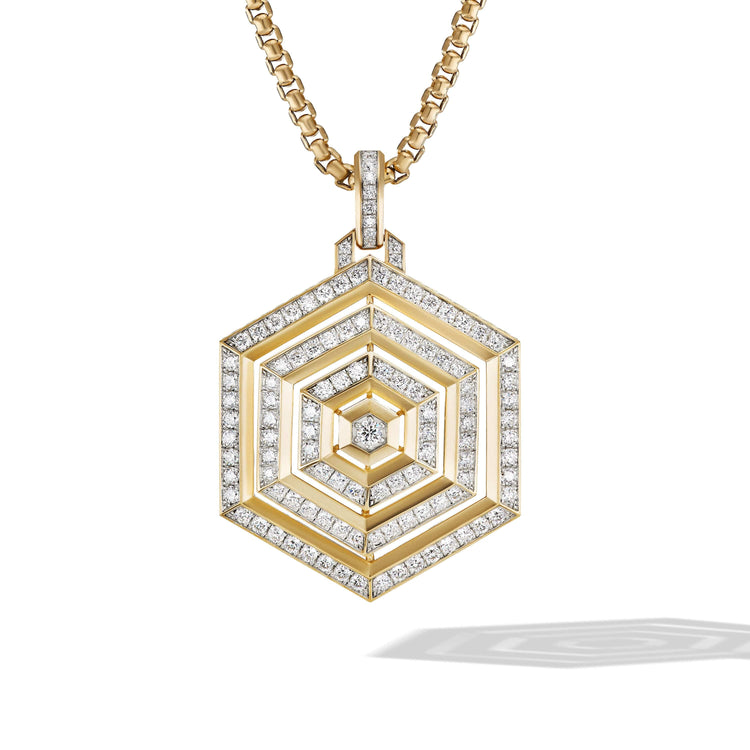 Carlyle Pendant in 18K Yellow Gold with Full Pave Diamonds - David Yurman- Diamond Cellar